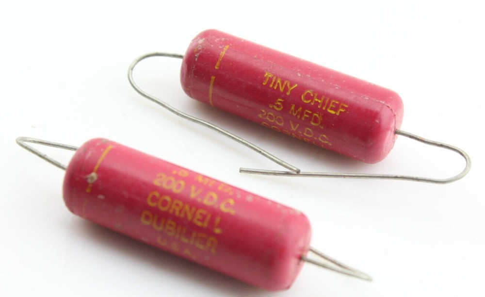 NOS Matched Pair Cornell Dubilier Tiny Chief .5uF 200V DC 5% Capacitors Tested