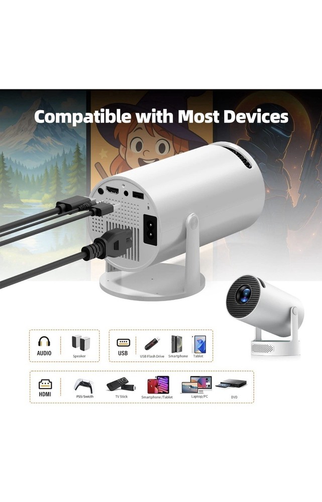 Mini Projector with WiFi and Bluetooth, 4K Projector, Portable Projector for ...