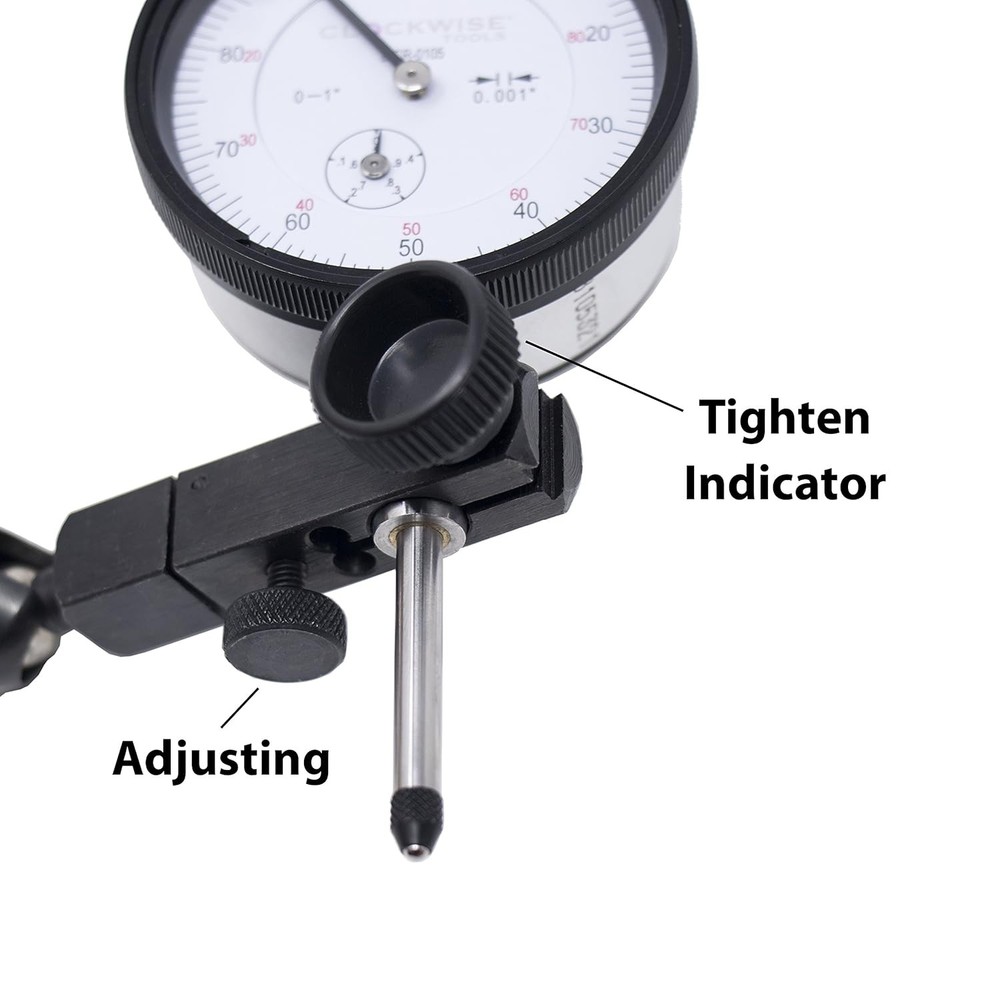 Dial Indicator with Magnetic Base Holder Stand, DIMR-0105 0-1 inch