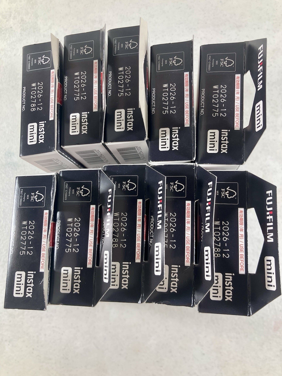 (LOT OF 10) Fujifilm INSTAX MINI Black Instant Film 10 Exposures Each NEW SEALED