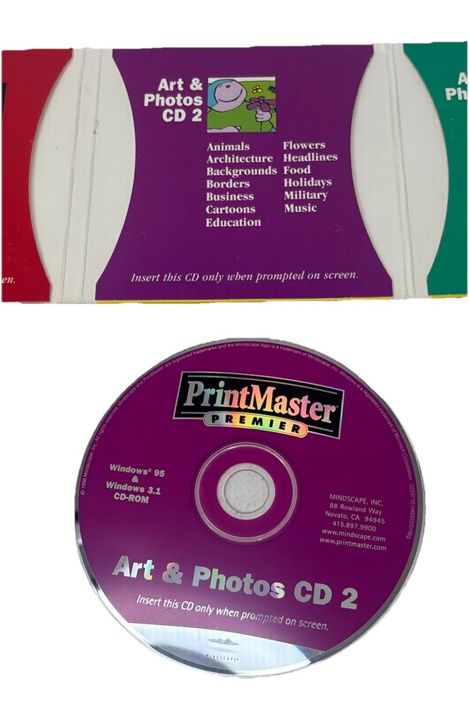 PrintMaster Premier Program (Windows 95 & 3.1 CD-ROM) 1998 Mindscape 4 Disc Set