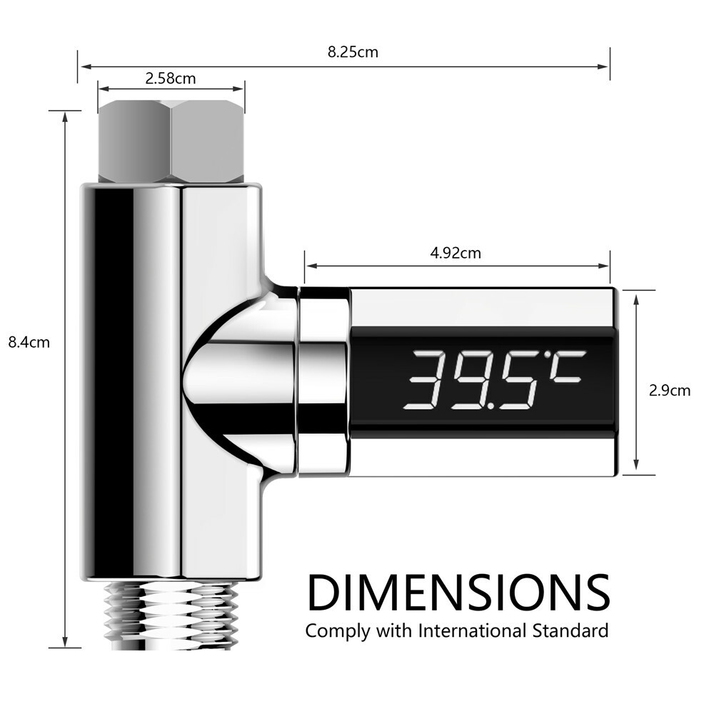 LED Digital Display Water Bath Thermometer Shower Thermometer Hose Connector