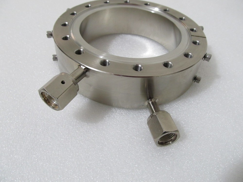 6" Conflat Flange Threaded Coupling Ring w/ 2 VCR 1/4" Sideport - Vacuum Part