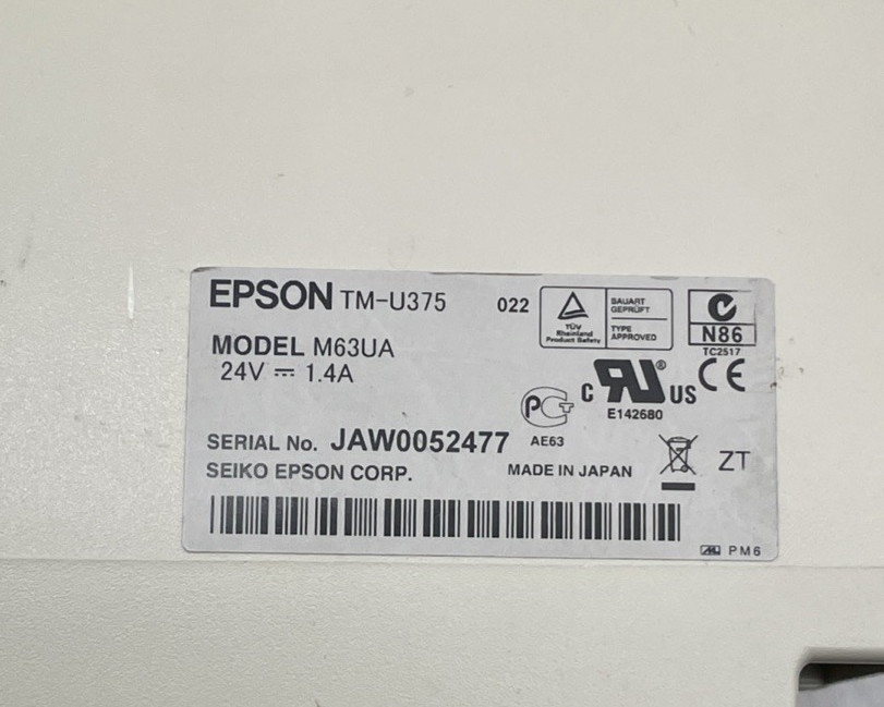 EPSON TM-U375 M63UA Dot Matrix POS Receipt Printer
