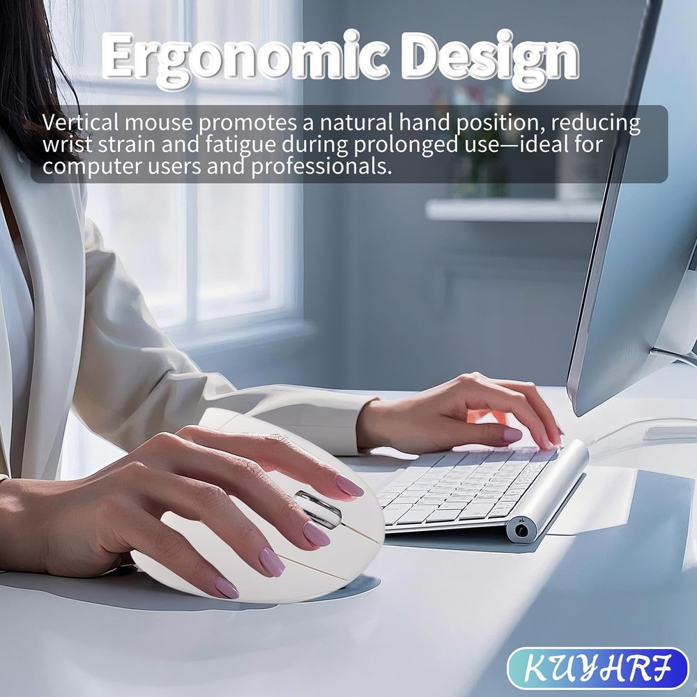 Ergonomic Vertical Wireless Mouse USB C Dual Interface Multi-Device Compatible