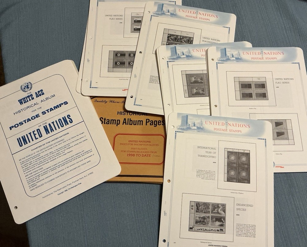 White Ace Historical Stamp Album Pages For United Nations Part 11 - 1998-2000