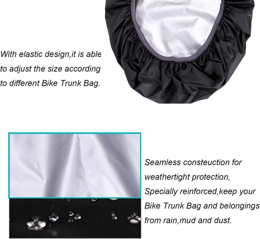 Adjustable Black Bicycle Trunk Rain Cover - Lightweight & Durable Protection