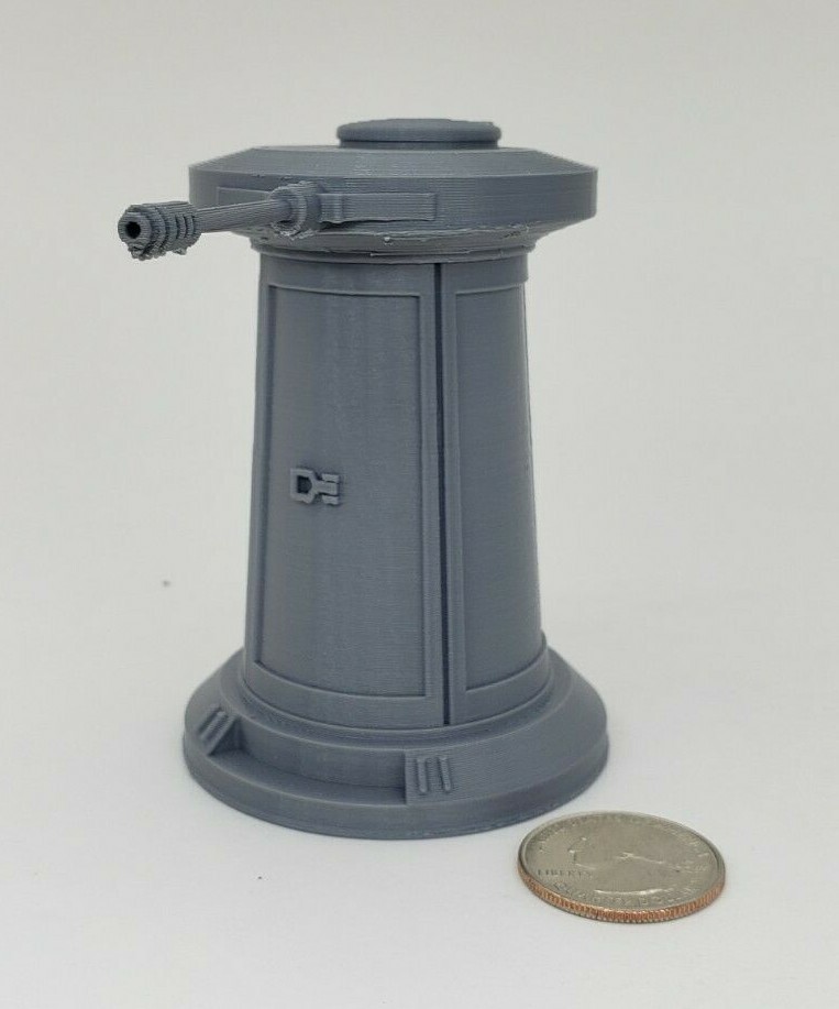 3D Printed Hoth Turret Legion Terrain Silver PLA Plastic