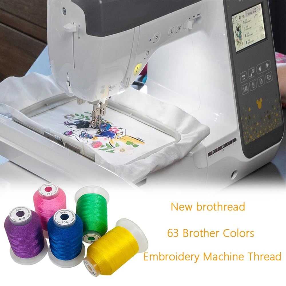 New brothreads 63 Colors 100% Polyester Machine Embroidery Thread 550yd with ...