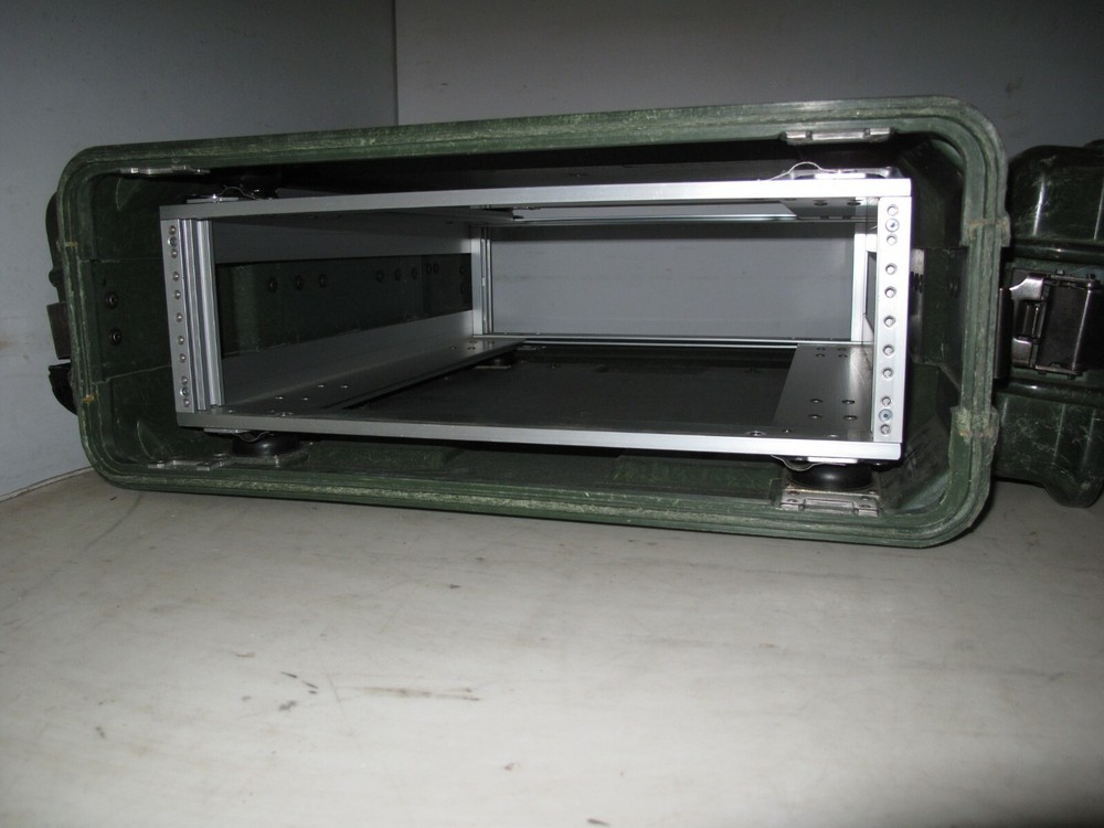 Rackmount 03U x24 General Dynamics Slide Out Composite Rack ShockMount Hard Case