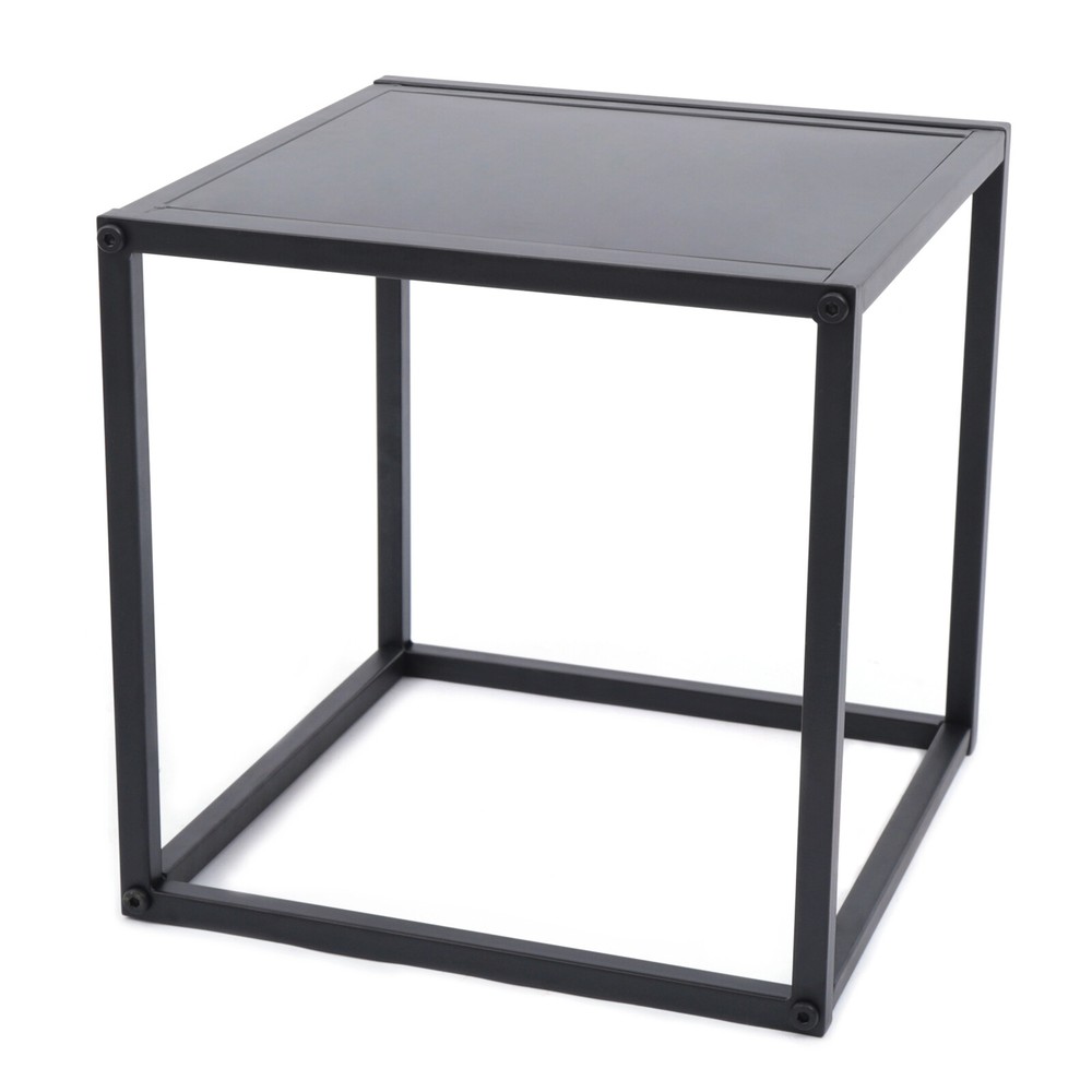 2pc Modern Metal Coffee Table Tray Square Side/End Table Office Home Matt Black