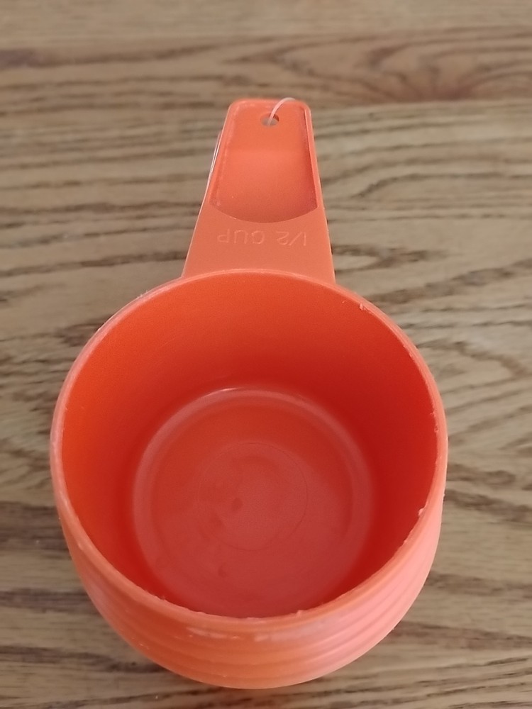 Vintage Tupperware Measuring Cups - Set of 4 - Orange - Stackable - Model # 766