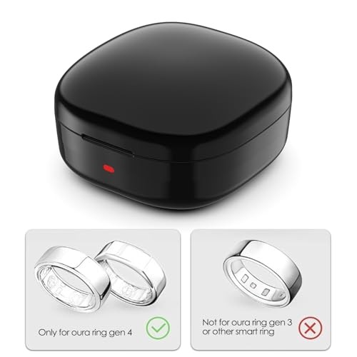 600mAh Wireless Charging Case Compatible with Oura Ring Gen4 Size 9 Black