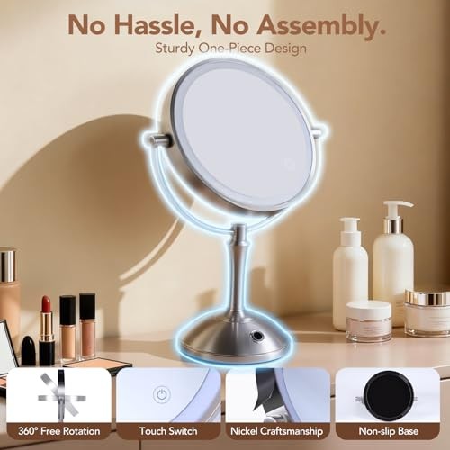 Vanity Mirror with Lights,360 Magnifying mirror with Light 10X,3 Light