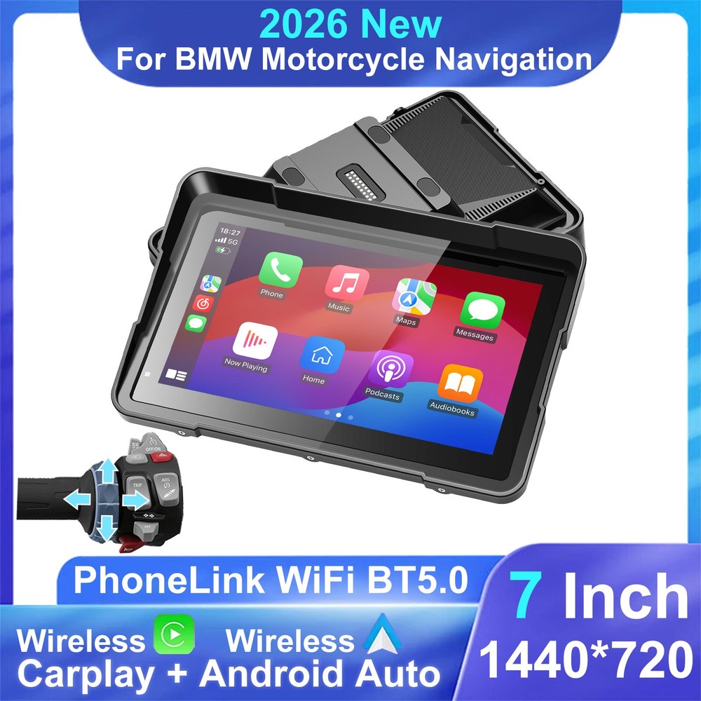 for 7" BMW Motorcycle CarPlay Navigation Native Wonder, TPMS, Light Sensor