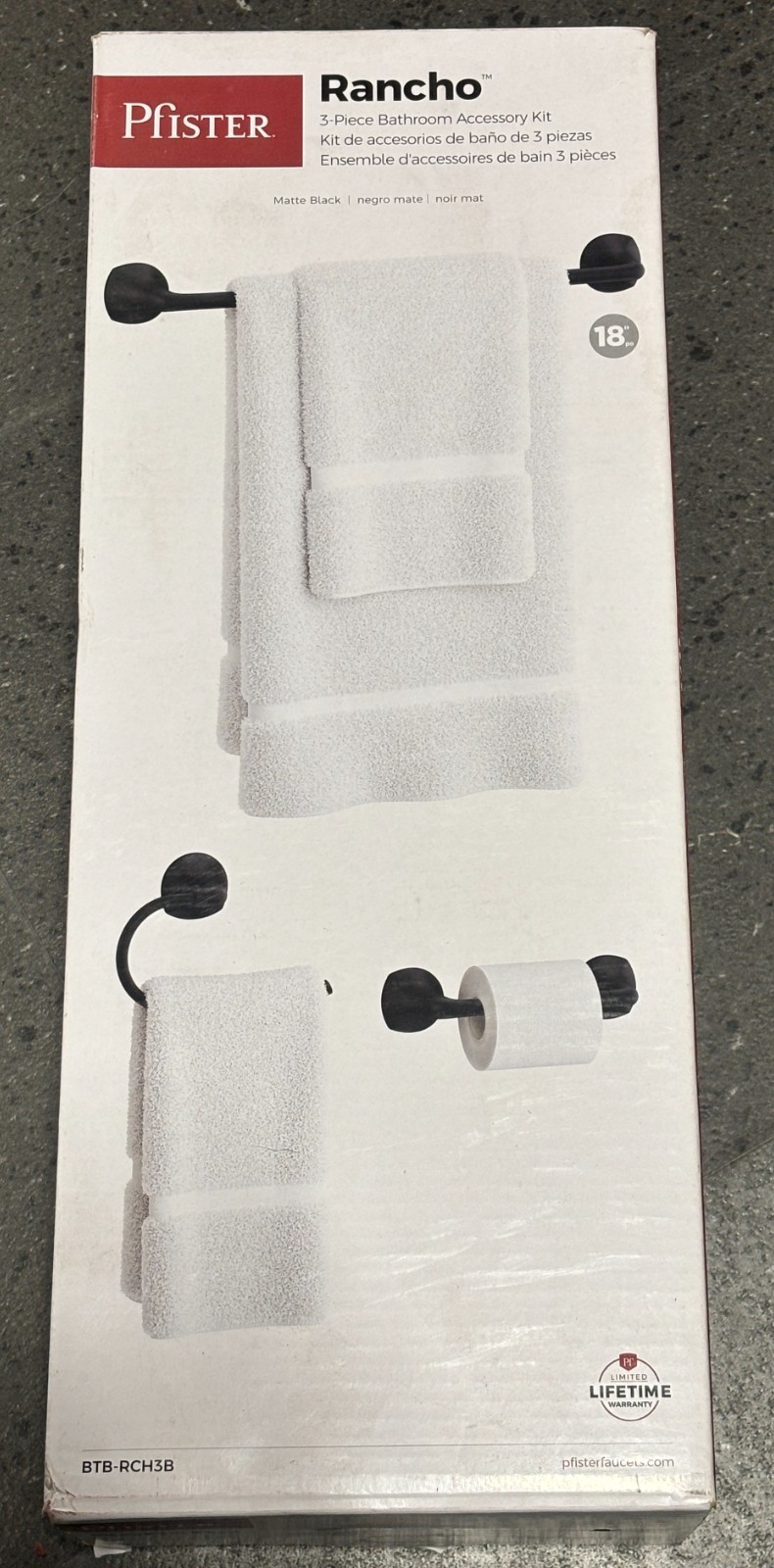 Pfister 3-Piece Rancho Matte Black Decorative Bathroom Hardware Set BTB-RCH3B