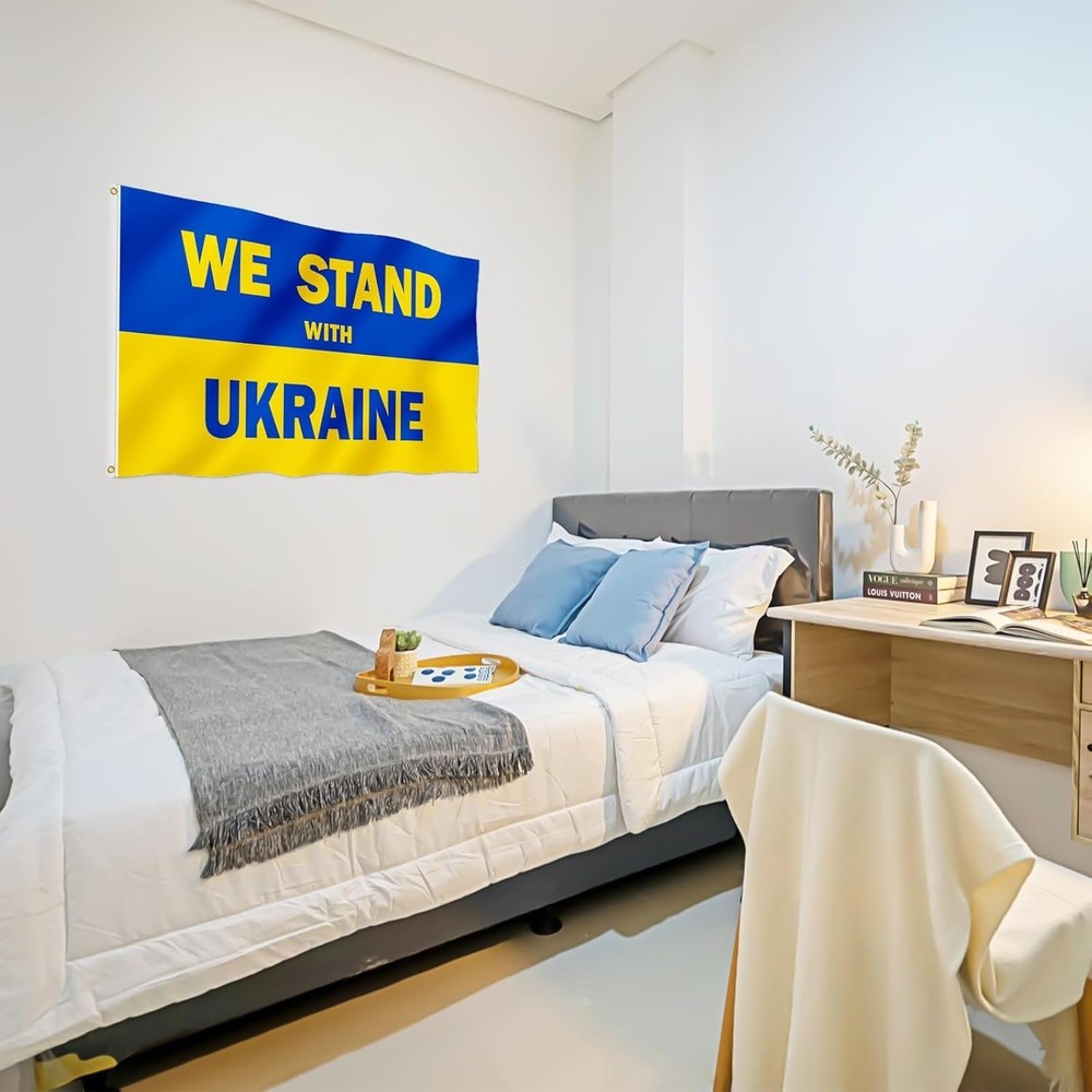 Fade-Resistant We Stand With Ukraine Flag 2x3FT - Durable Polyester with Grom...
