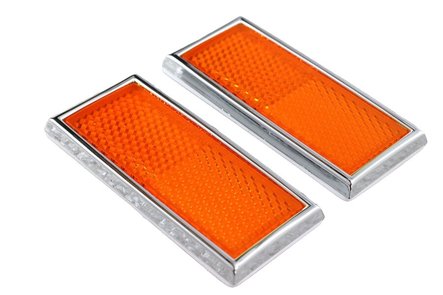 Front Amber Reflector Set With Chrome Frame Harley Sportster 1972-up #59254-72