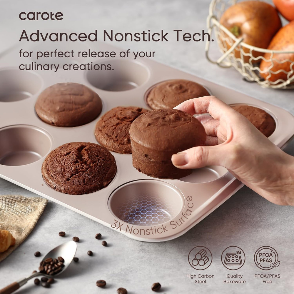 7-Piece Nonstick Stackable Baking Pans Set - Bakeware Sets Including Cookie Shee