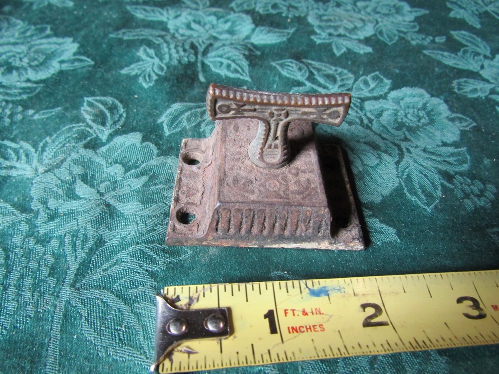 Vintage Antique Iron & Brass Springback Springloaded Cabinet Latch