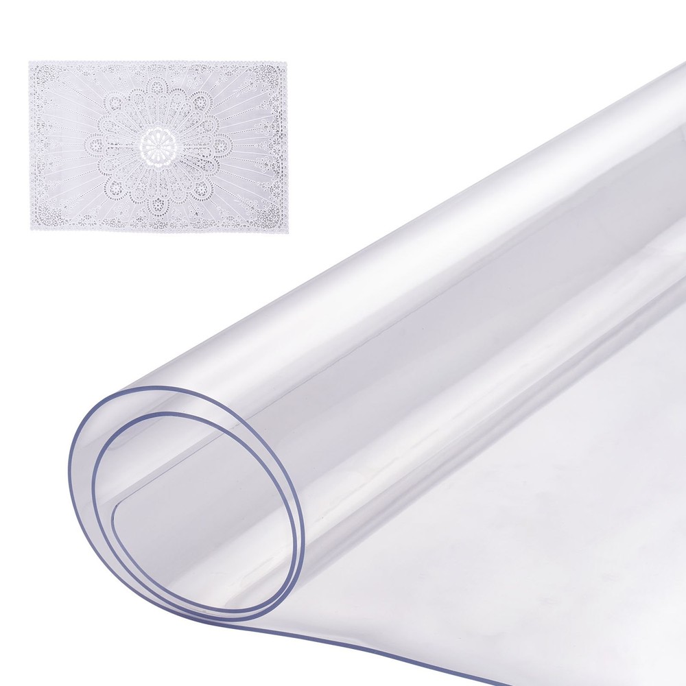 New/Plastic Table Cover, 16 x 32 Inch 1.5 mm Thick Clear Table Protector, Rectan