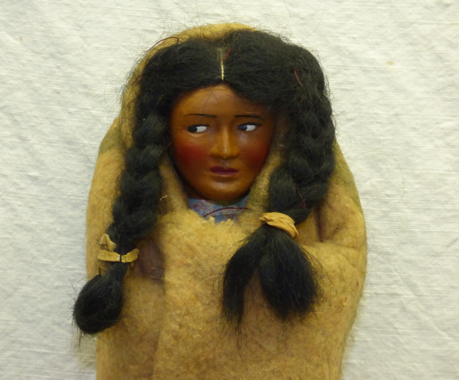 Skookum Dolls 10" Male & 9" Female w/ Taped Feet Side Glancing Eyes Vintage Pair