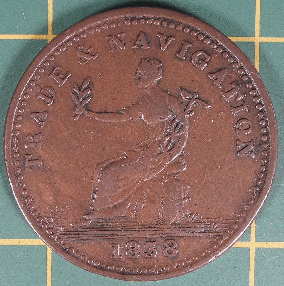 1838 Nova Scotia one penny token, NS-22A