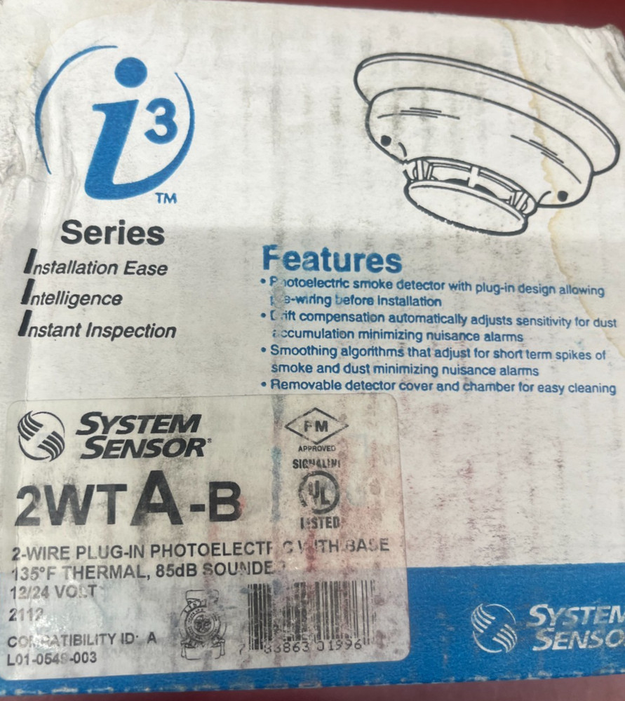 System Sensor 2WTA-B 2-wire Photoelectric Smoke Detector EXP 11/2032 NOS