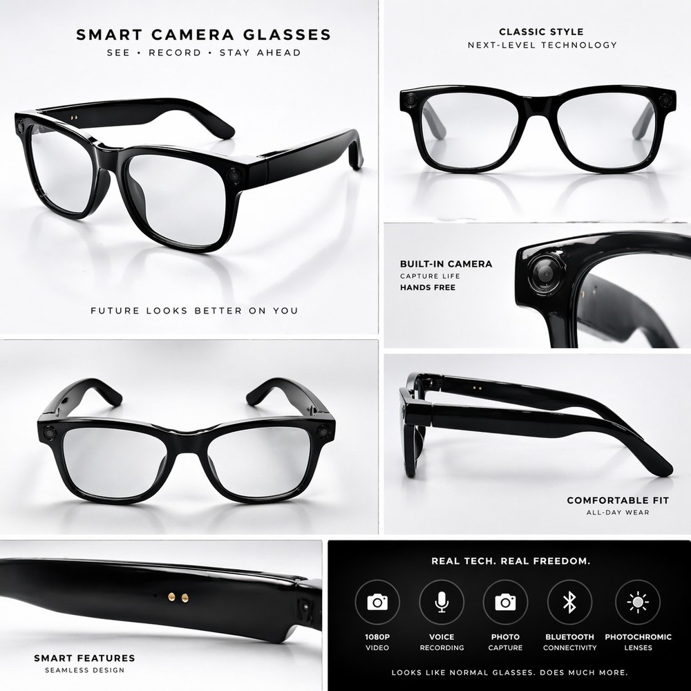 AI Smart Glasses 1080P Camera Bluetooth Translation Tech