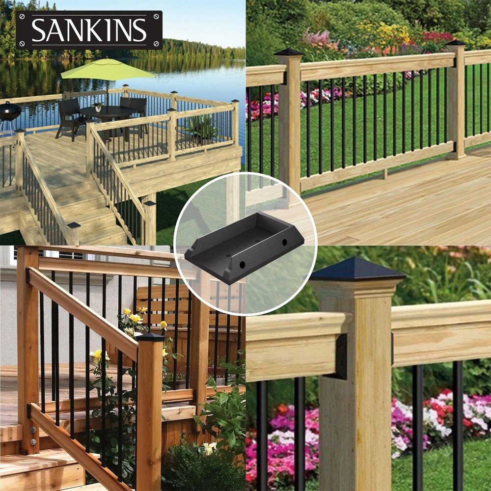 20pcs Deck Railing Brackets, 2x4, Black, PP Plastic, Mounting Type: Railing M...