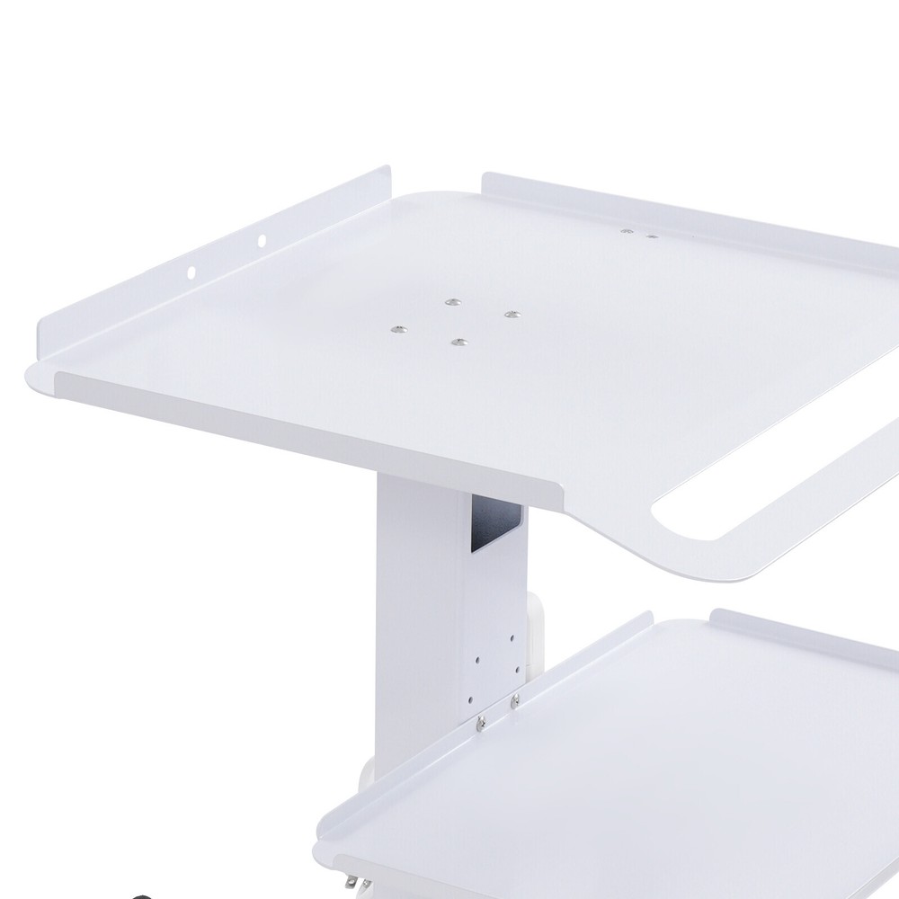 Rolling PC Cart Mobile Computer Workstation Stand Adjustable Desk For HomeOffice