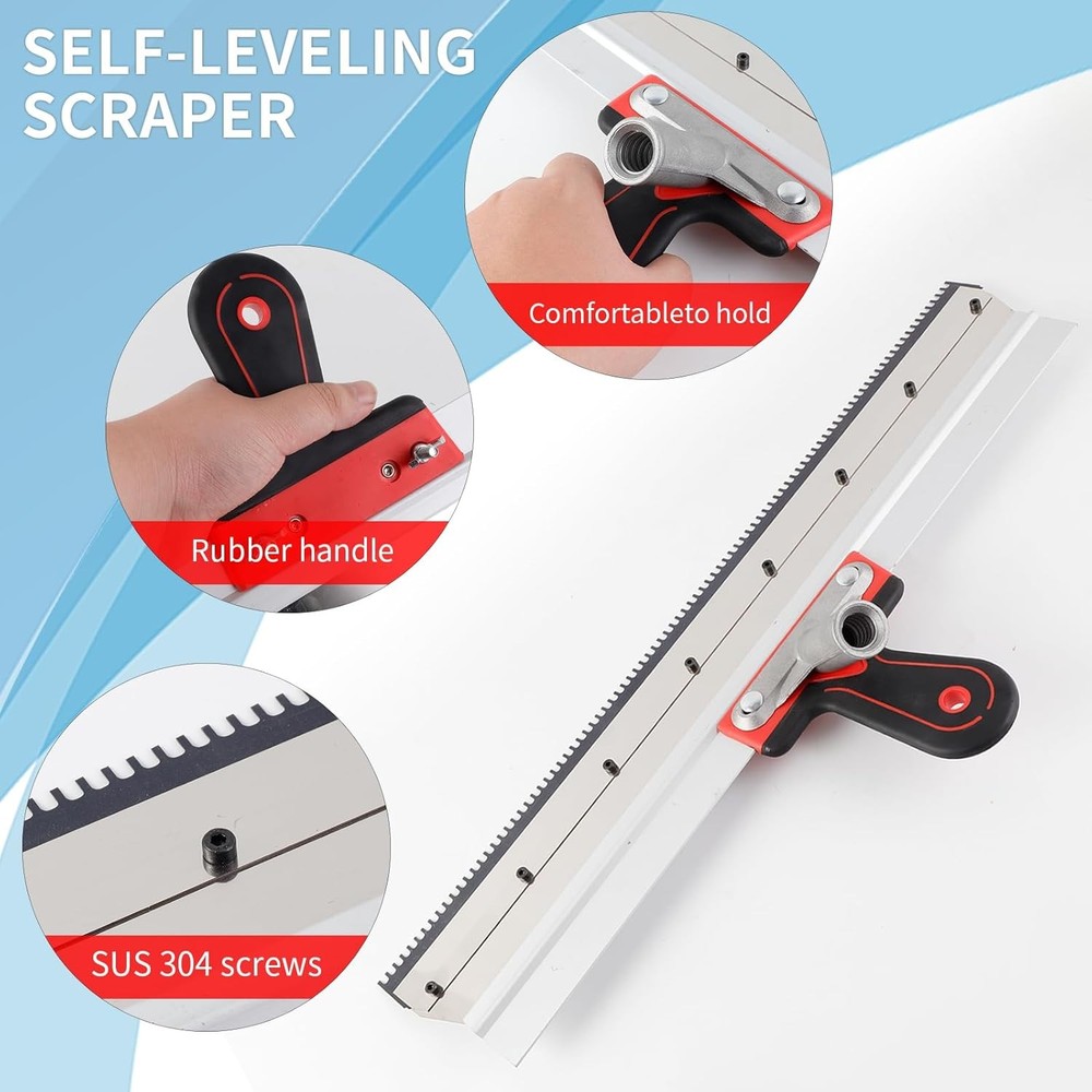 Self-Leveling Epoxy Floor Tool Kit with 20" Spiked Roller, 22" Squeegee, 9" Bubb