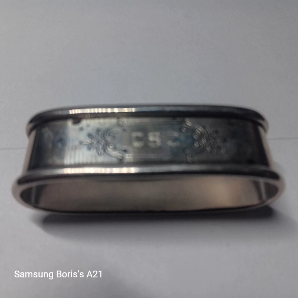 Antic R L B Sterling silver napkin ring with rectangenal shape