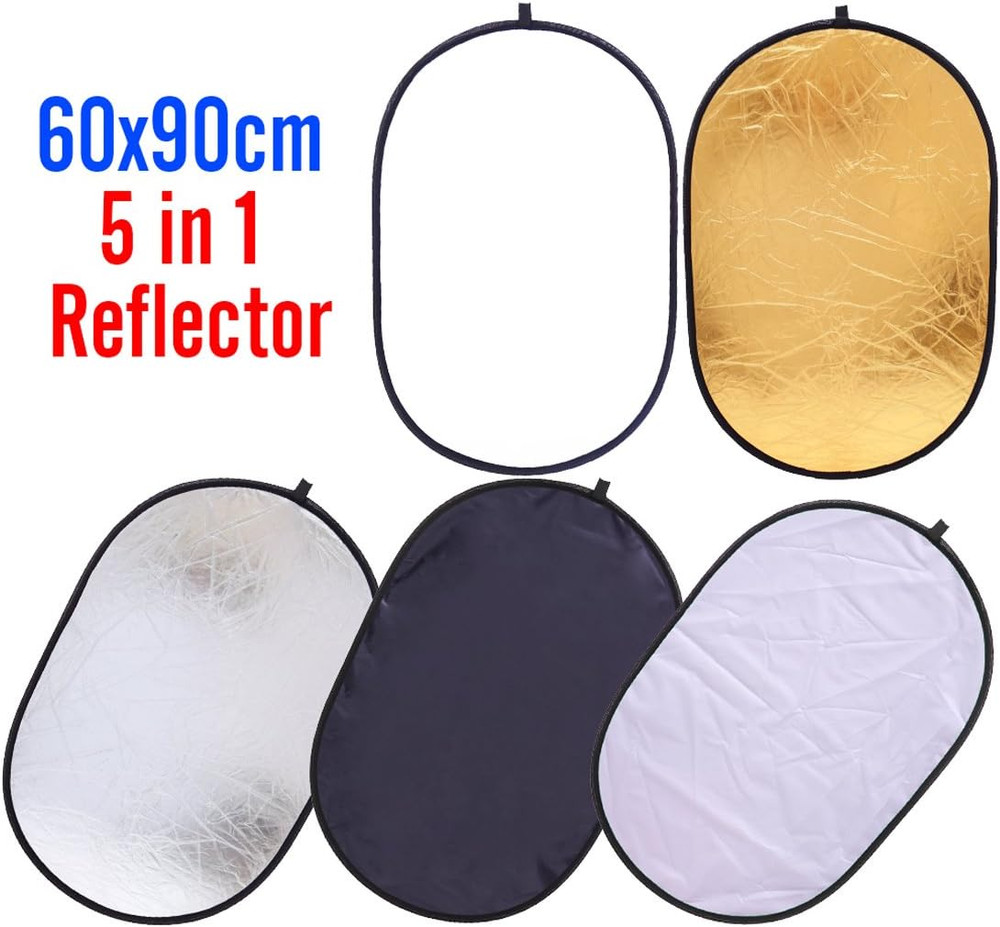 Collapsible Photography Reflector 24X35Inch (60X90Cm) 5-In-1 Multi Light Diffuse