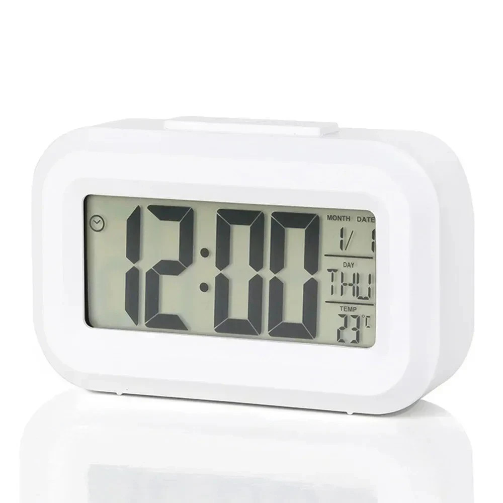 LED Digital Alarm Clock Snooze Backlight Calendar Time Display Table Desktop