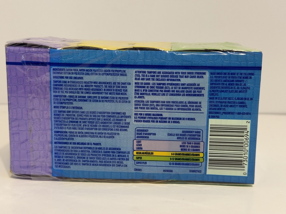 Tampax Pearl Compak Tampon Multi Triplepack Regular Super Lite 40 Count
