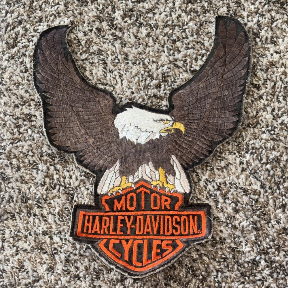 Large Vintage Harley Davidson Eagle Patch 8" x 10" As Is Used