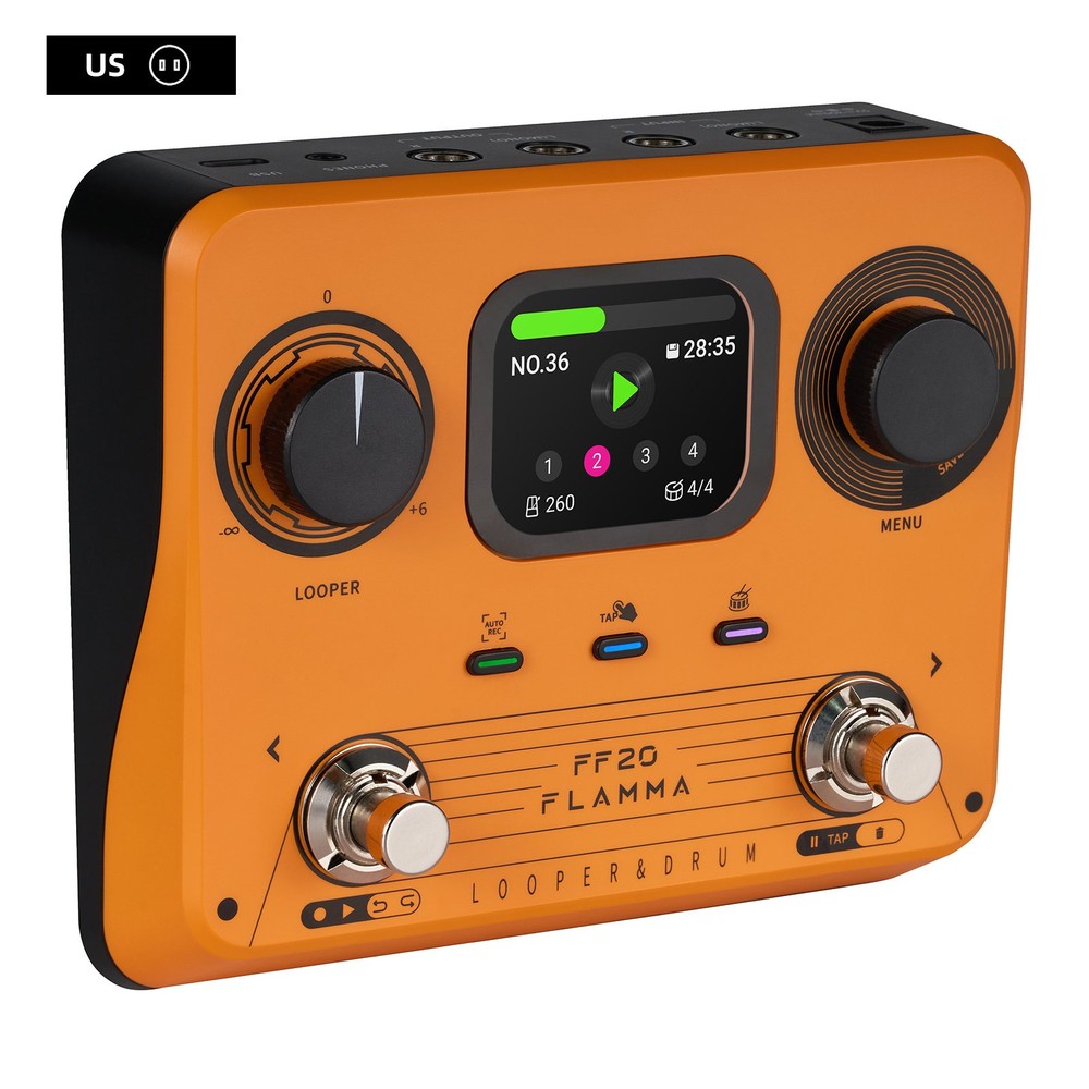 Drum Machine Stereo Looper Guitar Pedal Dual Footswitch,Time Stretch,Auto Record