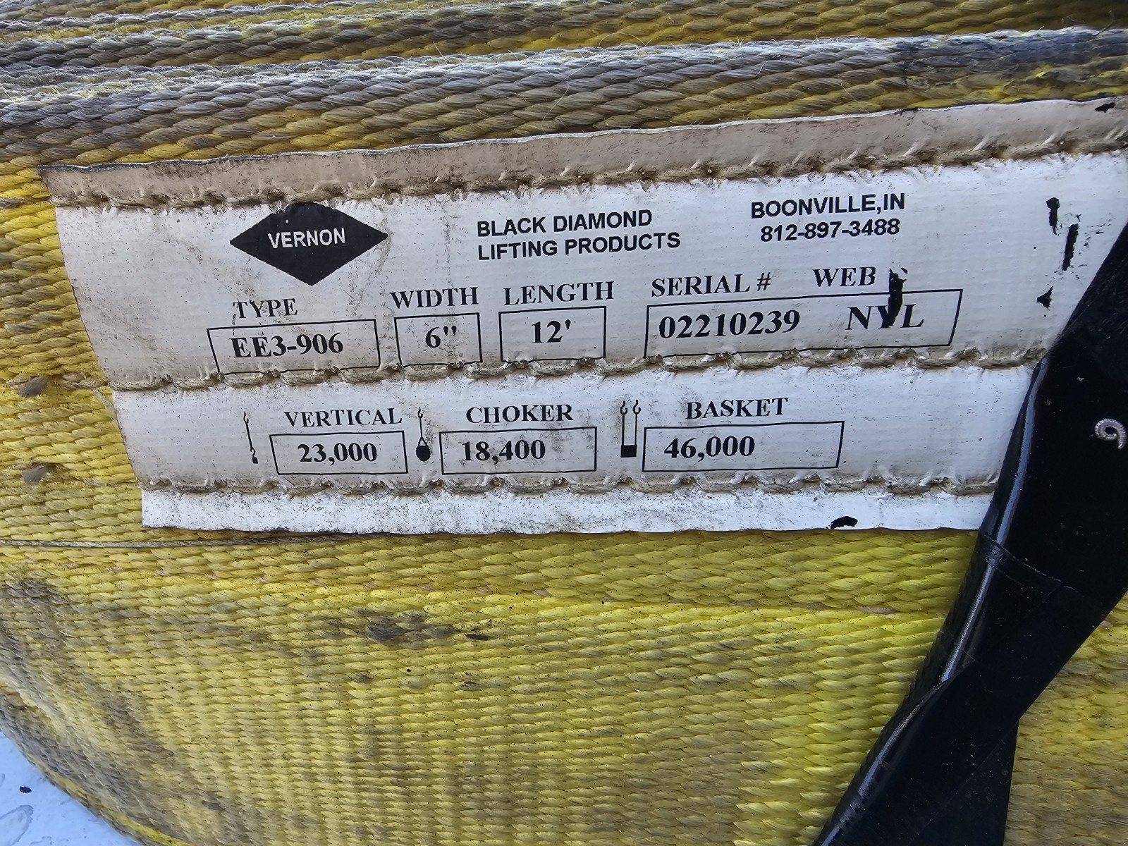 VERNON BLACK DIAMOND LIFTING PRODUCTS 6" X 12' NYLON SLING USA CHOKER STRAP