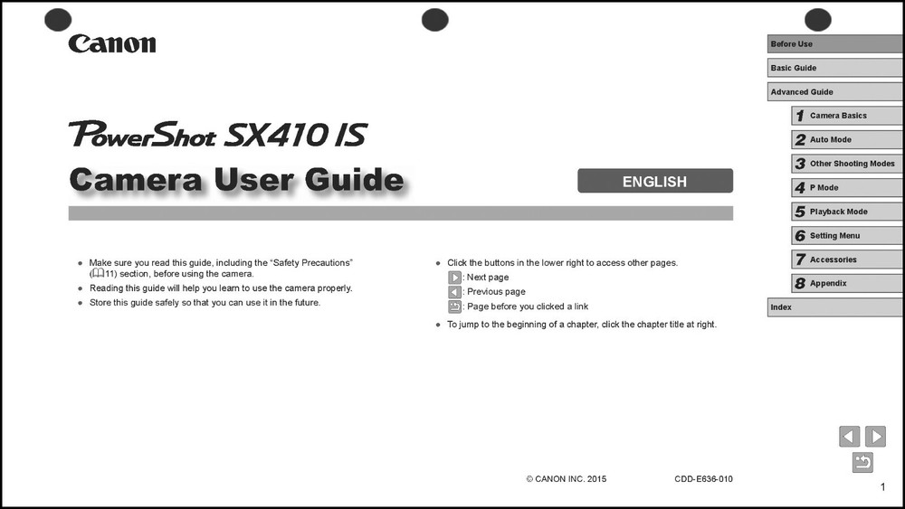 Canon Powershot SX410 IS Digital Camera User Instruction Guide  Manual