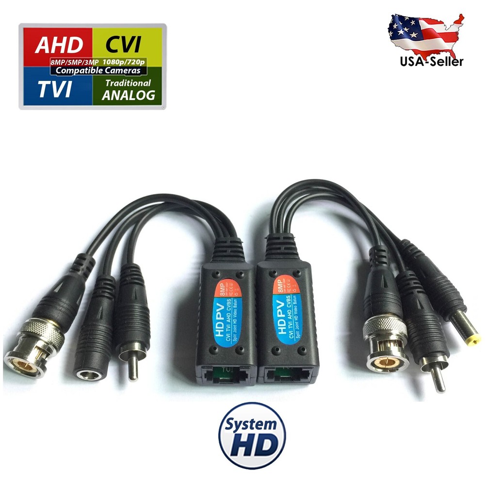 Security Camera Video Audio Power Balun Transceiver BNC Cat5 Cat6 UTP Cable