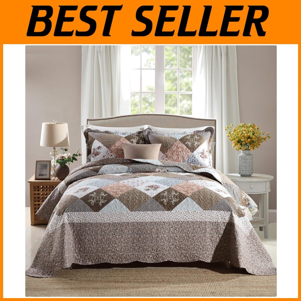 King Quilt Set with Shams - Soft Reversible Bedding