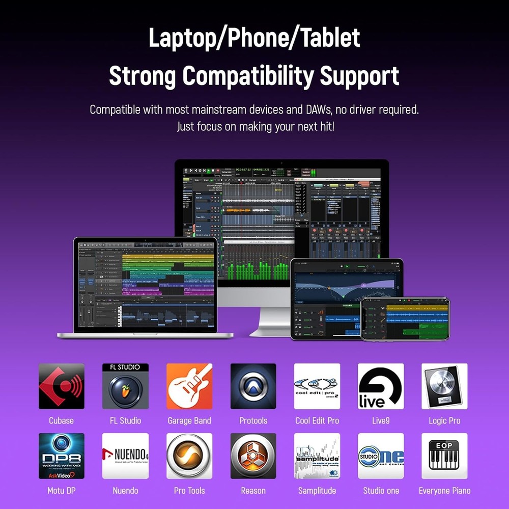 Synido Wireless MIDI Pad Controller, USB Rechargeable Beat Maker Machine