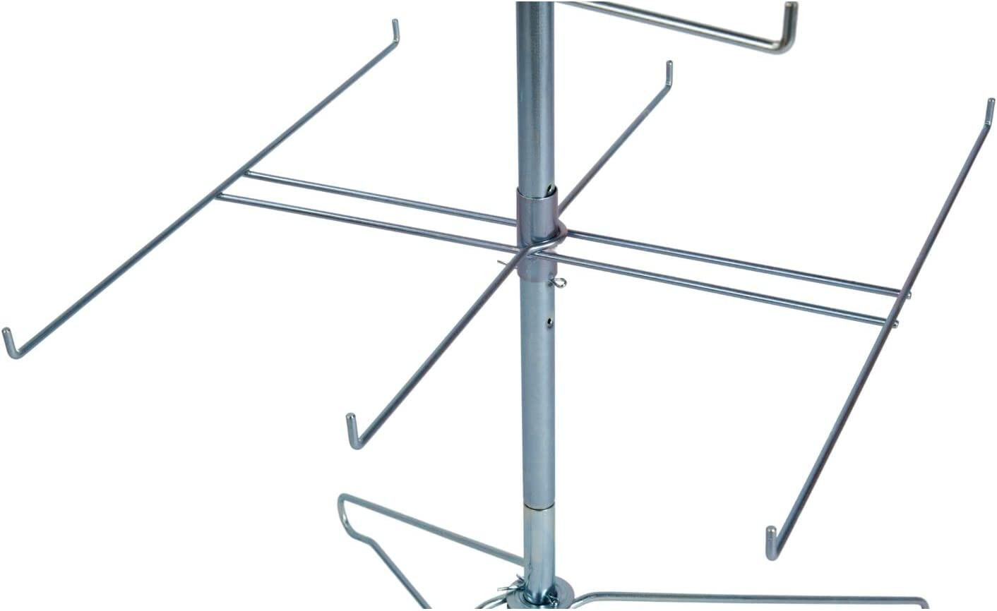 Wire Spinner Rack 4 Tier 24 Peg Rotating Chrome Floor Stand Capacity 50 lb 63 ½"