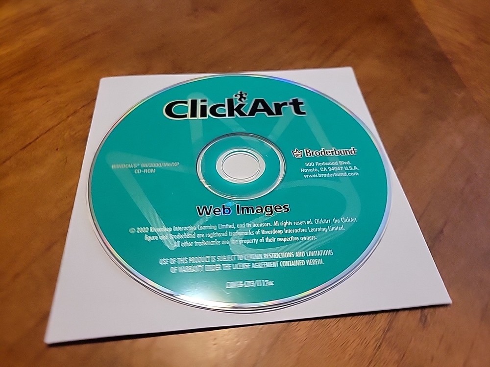 2002 Broderbund Windows ClickArt Web Images - PC CD-ROM Replacement Loose Disc
