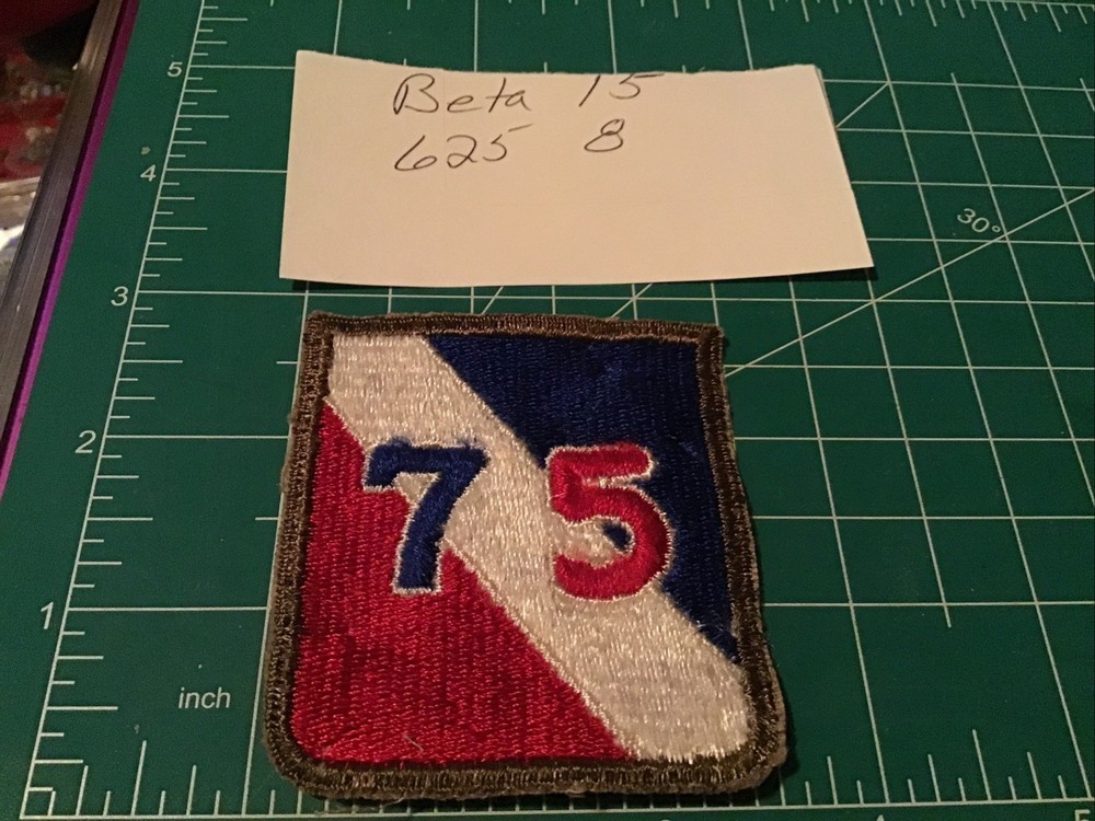 WWII US Army 75th Infantry Division Patch WW2 Snow Back