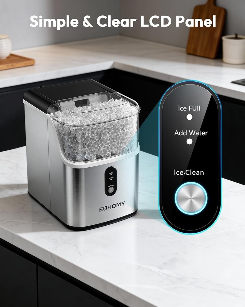 Fast Countertop Sonic Ice Maker, Self-Cleaning