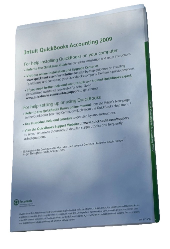 INTUIT QUICKBOOKS PRO 2009 FOR WINDOWS FULL RETAIL US VERSION