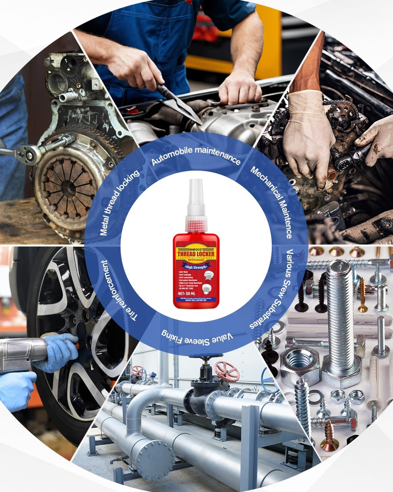 Thread Lock Red 1.69 Fl Oz/50 Ml, Threadlocker High Strength, Thread Locker for