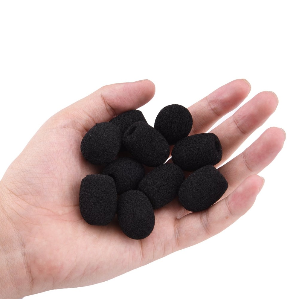10 Pack Mini Small Size Lapel Headset Microphone Windscreen Foam Cover, Blac